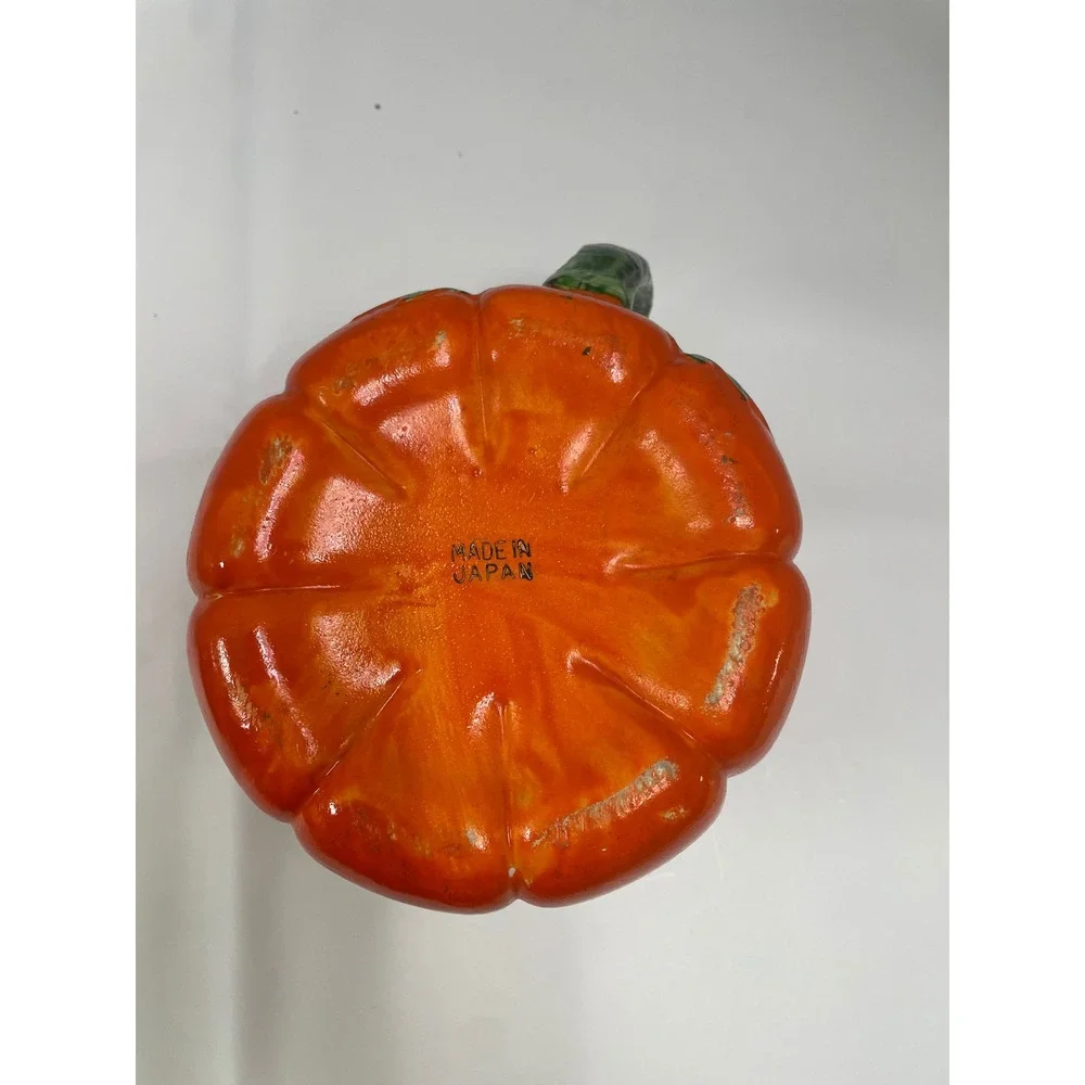 Vintage Ceramic Pumpkin Pitcher Orange Fall Harvest Decor Made in Japan 4.5in